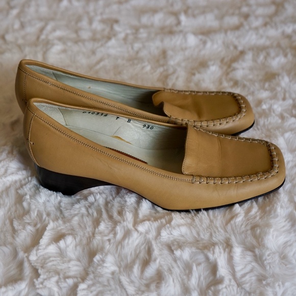 Vintage Cole Haan Country - Loafer slip on block style heel - 90s - Beige 7 - Picture 3 of 8